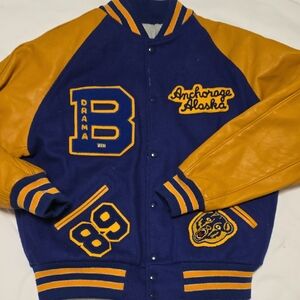 Blue & Yellow Vintage Letterman Jacket
